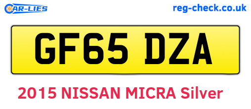GF65DZA are the vehicle registration plates.
