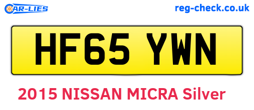HF65YWN are the vehicle registration plates.