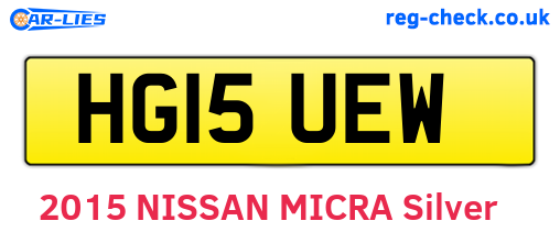 HG15UEW are the vehicle registration plates.