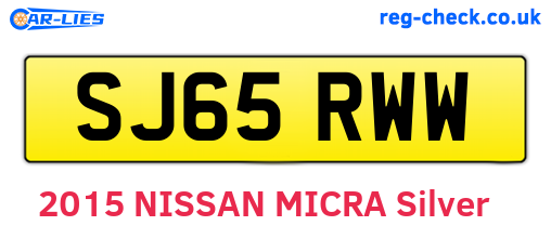 SJ65RWW are the vehicle registration plates.