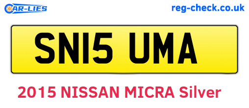 SN15UMA are the vehicle registration plates.