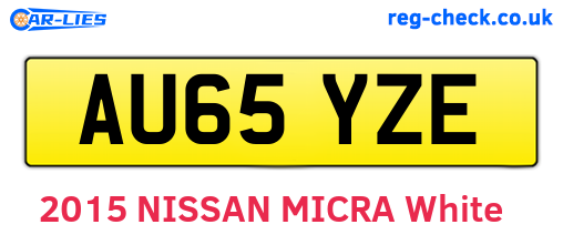AU65YZE are the vehicle registration plates.