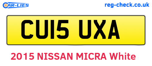 CU15UXA are the vehicle registration plates.