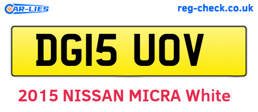 DG15UOV are the vehicle registration plates.