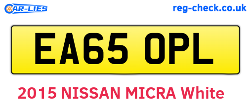 EA65OPL are the vehicle registration plates.