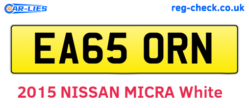 EA65ORN are the vehicle registration plates.