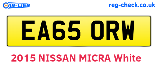 EA65ORW are the vehicle registration plates.