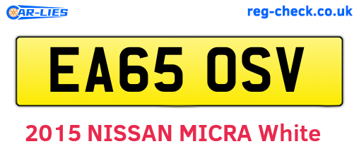 EA65OSV are the vehicle registration plates.