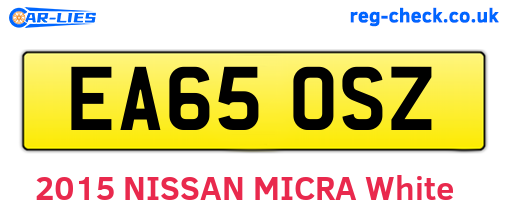EA65OSZ are the vehicle registration plates.