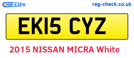 EK15CYZ are the vehicle registration plates.
