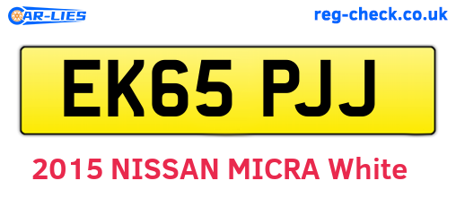 EK65PJJ are the vehicle registration plates.