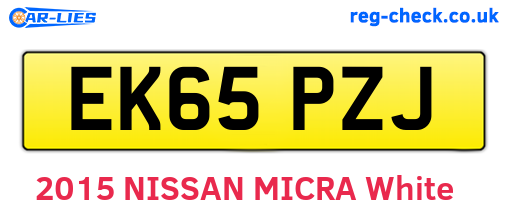 EK65PZJ are the vehicle registration plates.
