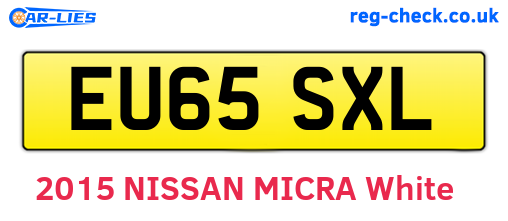 EU65SXL are the vehicle registration plates.