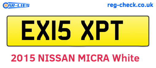 EX15XPT are the vehicle registration plates.
