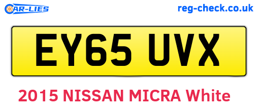 EY65UVX are the vehicle registration plates.