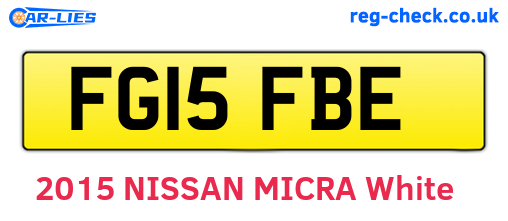 FG15FBE are the vehicle registration plates.
