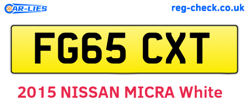 FG65CXT are the vehicle registration plates.