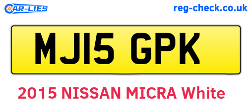 MJ15GPK are the vehicle registration plates.