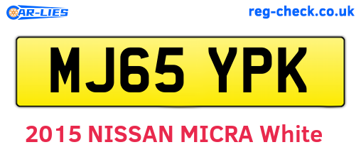 MJ65YPK are the vehicle registration plates.