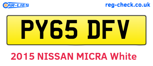 PY65DFV are the vehicle registration plates.