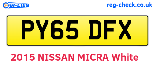 PY65DFX are the vehicle registration plates.