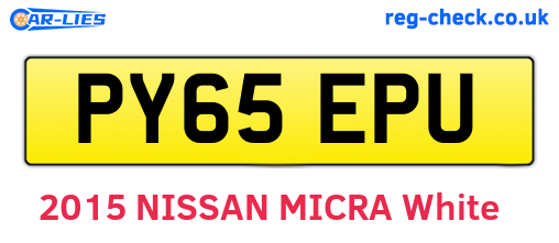 PY65EPU are the vehicle registration plates.