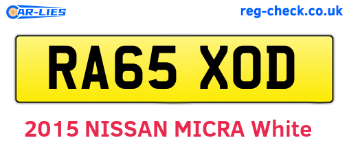 RA65XOD are the vehicle registration plates.