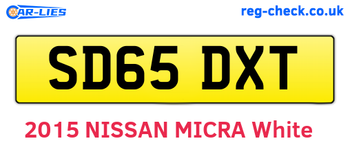 SD65DXT are the vehicle registration plates.