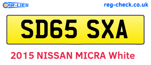 SD65SXA are the vehicle registration plates.