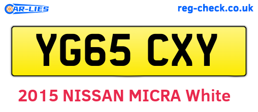 YG65CXY are the vehicle registration plates.