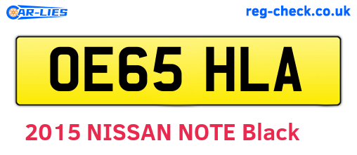 OE65HLA are the vehicle registration plates.