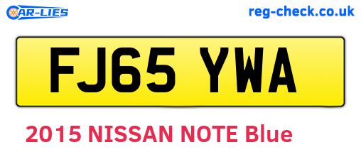 FJ65YWA are the vehicle registration plates.