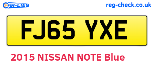 FJ65YXE are the vehicle registration plates.