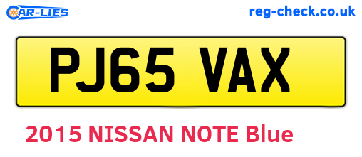 PJ65VAX are the vehicle registration plates.