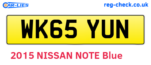 WK65YUN are the vehicle registration plates.