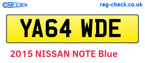 YA64WDE are the vehicle registration plates.