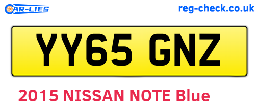 YY65GNZ are the vehicle registration plates.