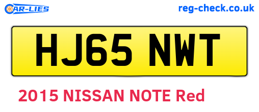 HJ65NWT are the vehicle registration plates.
