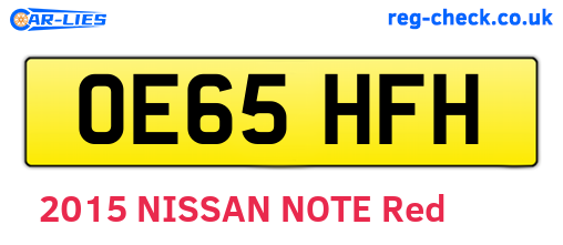 OE65HFH are the vehicle registration plates.