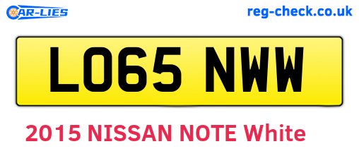 LO65NWW are the vehicle registration plates.