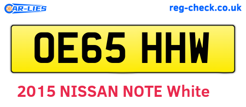 OE65HHW are the vehicle registration plates.