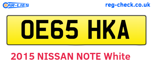 OE65HKA are the vehicle registration plates.
