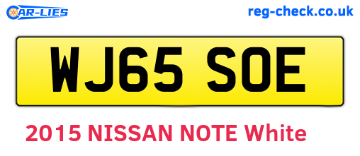 WJ65SOE are the vehicle registration plates.