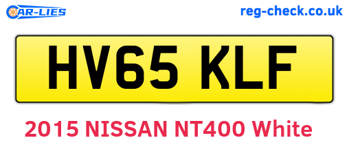 HV65KLF are the vehicle registration plates.