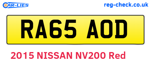 RA65AOD are the vehicle registration plates.