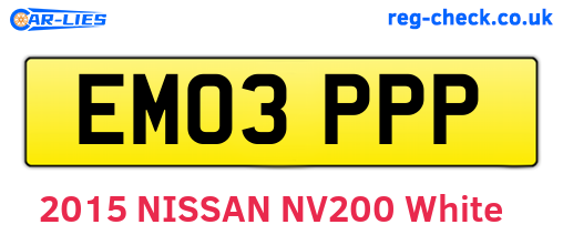 EM03PPP are the vehicle registration plates.