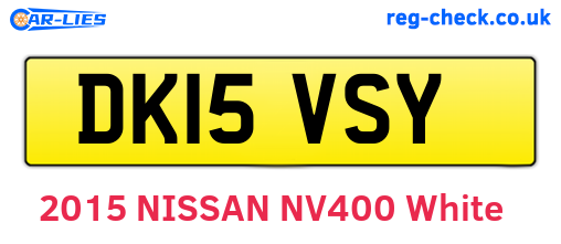 DK15VSY are the vehicle registration plates.