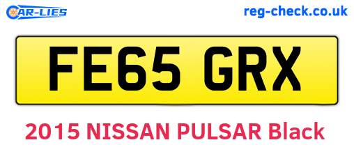 FE65GRX are the vehicle registration plates.