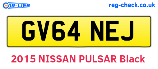 GV64NEJ are the vehicle registration plates.