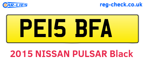 PE15BFA are the vehicle registration plates.